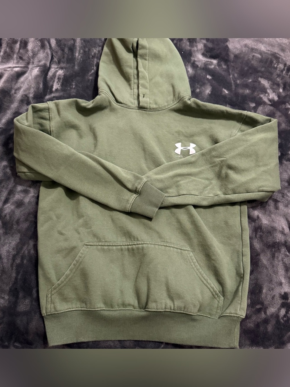 Under Armour Men's Olive Green Crewneck Hoodie with White Logo